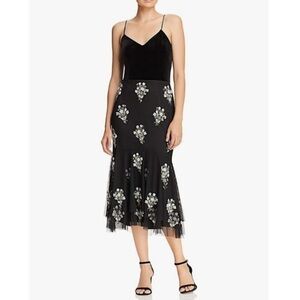 Adrianna Papell Beaded Cocktail Party Midi Dress